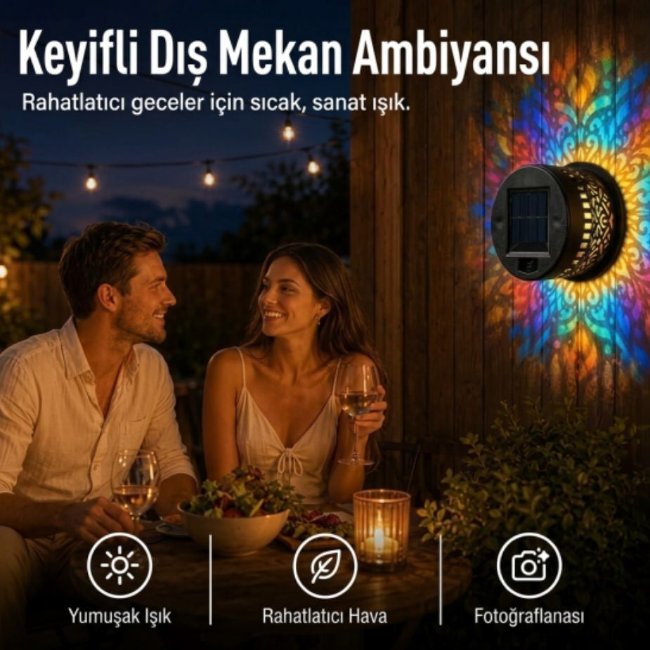 Mandala Güneş Enerjili Duvar Apliği